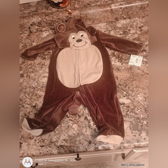 Holiday Editions Other - Adorable Brown Monkey Kids One Piece. 3 To 6 Months New